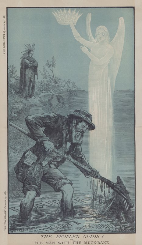 Folkeguiden! eller manden med Muck Rake (farve litho) af Matthew