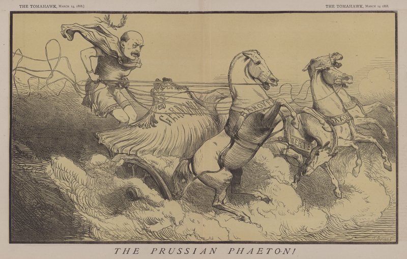 Den preussiske Phaeton (farve litho) af Matthew