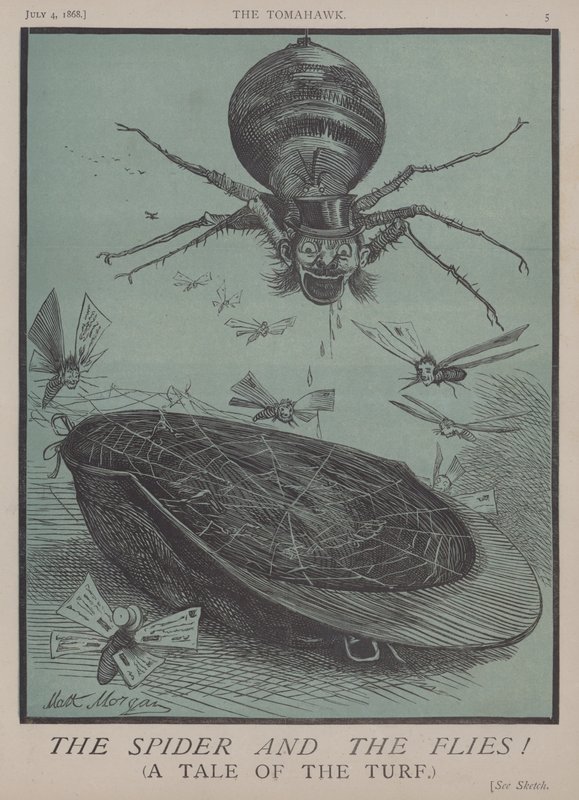 Edderkoppen og fluerne! (farve litho) af Matthew