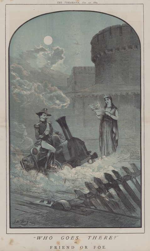 Hvem går der? eller, ven eller fjende (farve litho) af Matthew