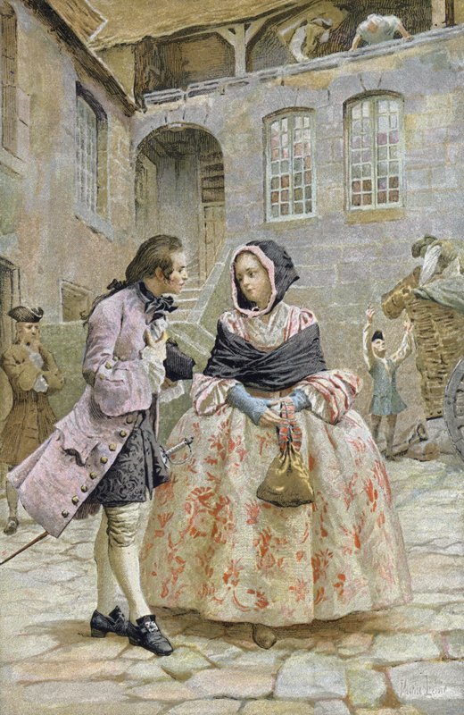 Første møde mellem Chevalier des Grieux og Manon af Maurice Leloir