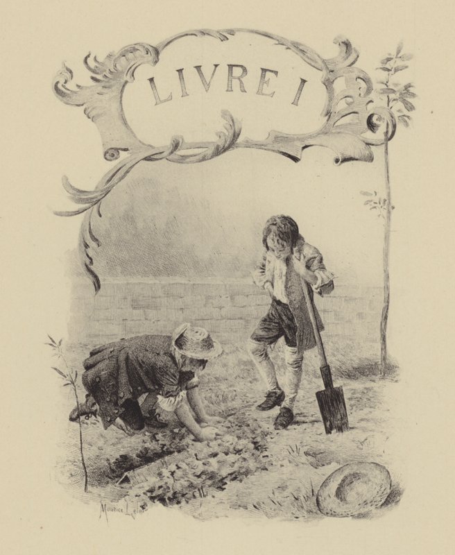 Illustration til bog I af Jean-Jacques Rousseaus bekendelser af Maurice Leloir