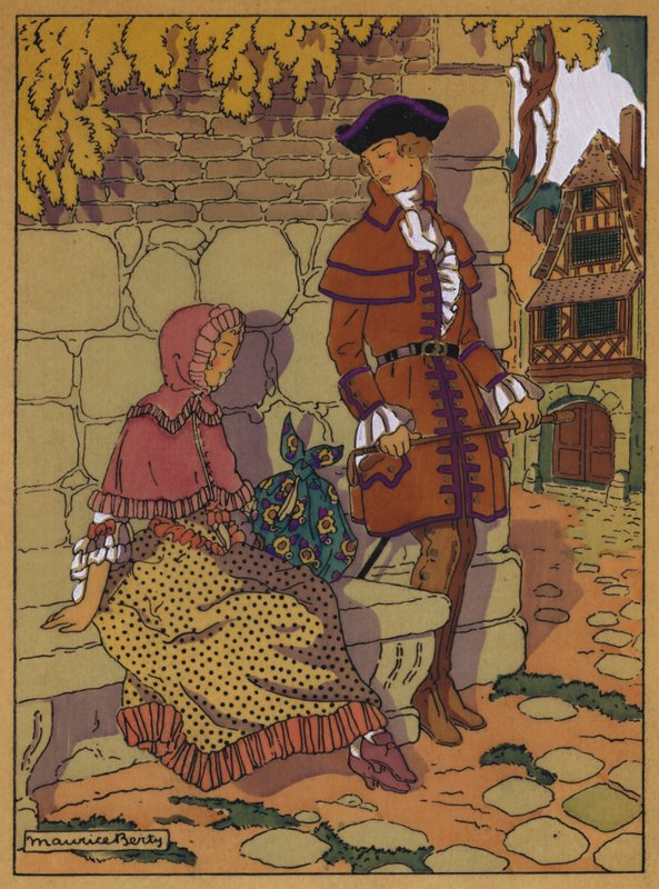 Illustration for History af Manon Lescaut (farve litho) af Maurice Berty