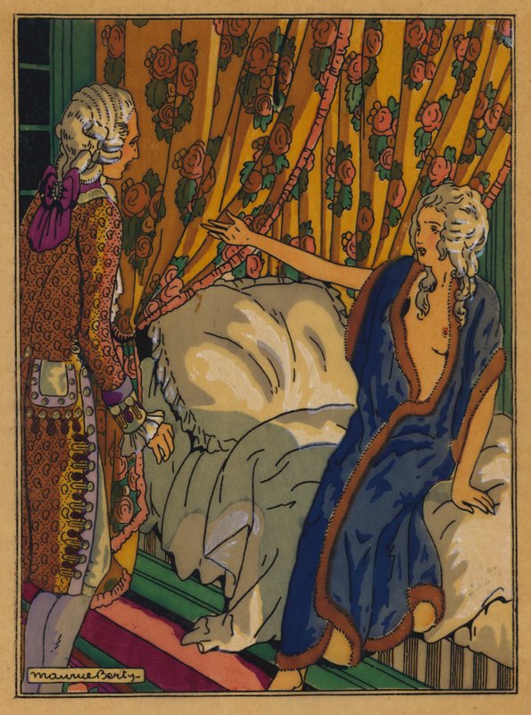 Illustration til Les Liaisons Dangereuses af Choderlos De Laclos (farve litho) af Maurice Berty