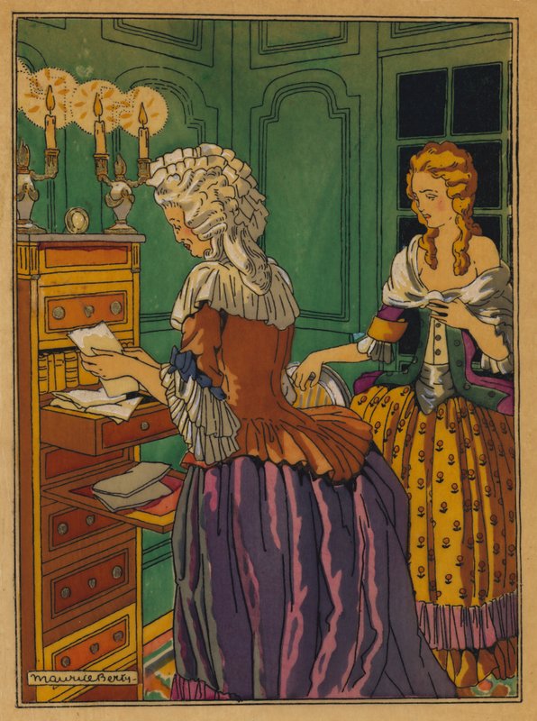 Illustration til Les Liaisons Dangereuses af Choderlos De Laclos (farve litho) af Maurice Berty