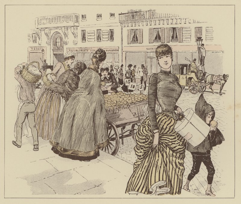 Illustration til Paris Brillant (farve litho) af Maurice Charles Mathieu Bonvoisin