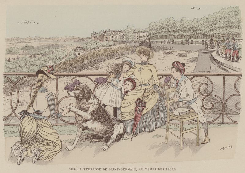 Illustration til Paris Brillant (farve litografi) af Maurice Charles Mathieu Bonvoisin
