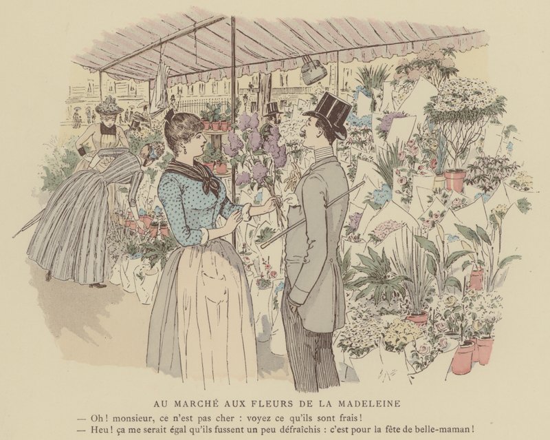 Illustration til Paris Brillant (farve litografi) af Maurice Charles Mathieu Bonvoisin