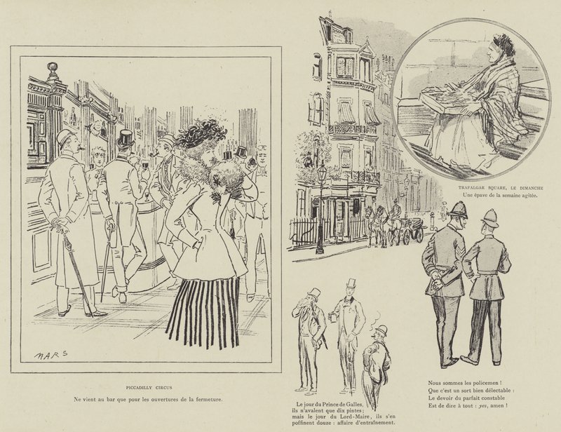 Illustration til La Vie De Londres af Mars af Maurice Charles Mathieu Bonvoisin