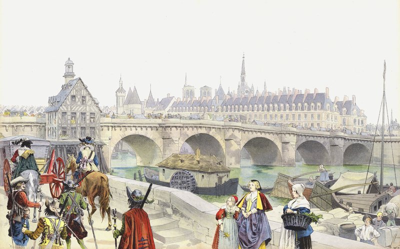 Forvist til Blois forlod Marie de Medicis og hendes suite Louvre af Maurice Leloir