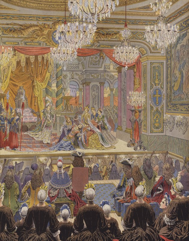 Første opførelse af Racines Esther af Les Demoiselles de Saint-Cyr af Maurice Leloir