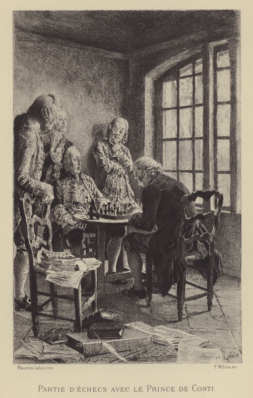 Skakspil med prinsen af Conti (dybtryk) af Maurice Leloir