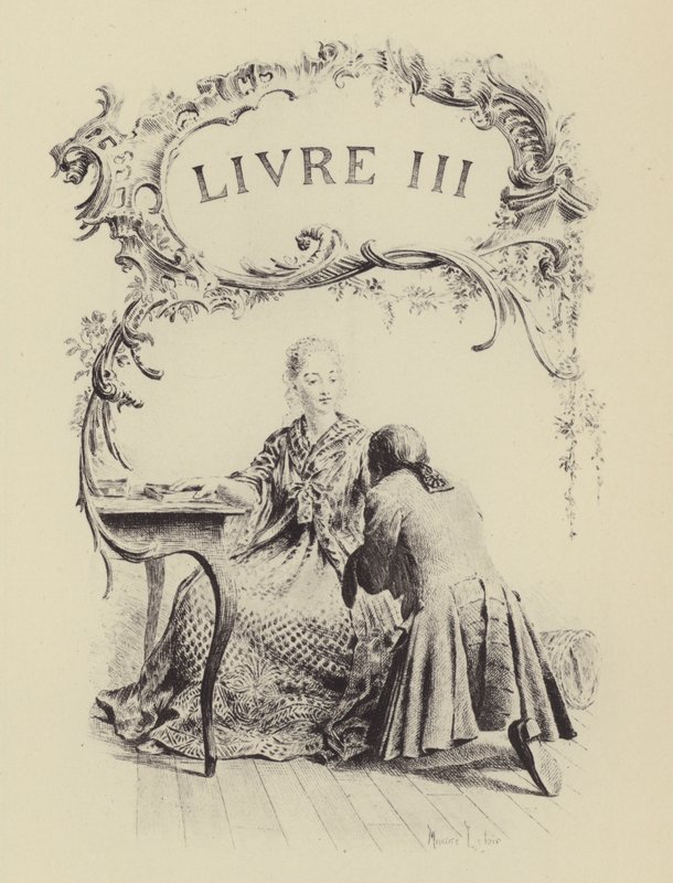 Illustration til bog III af Jean-Jacques Rousseaus bekendelser (stik) af Maurice Leloir