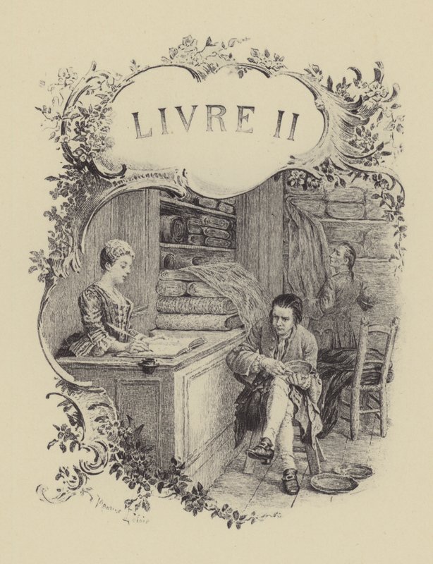 Illustration til bog II af Jean-Jacques Rousseaus bekendelser (gravering) af Maurice Leloir