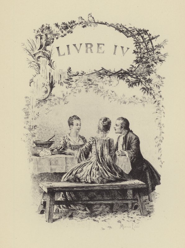 Illustration til bog IV af Jean-Jacques Rousseaus bekendelser (gravering) af Maurice Leloir