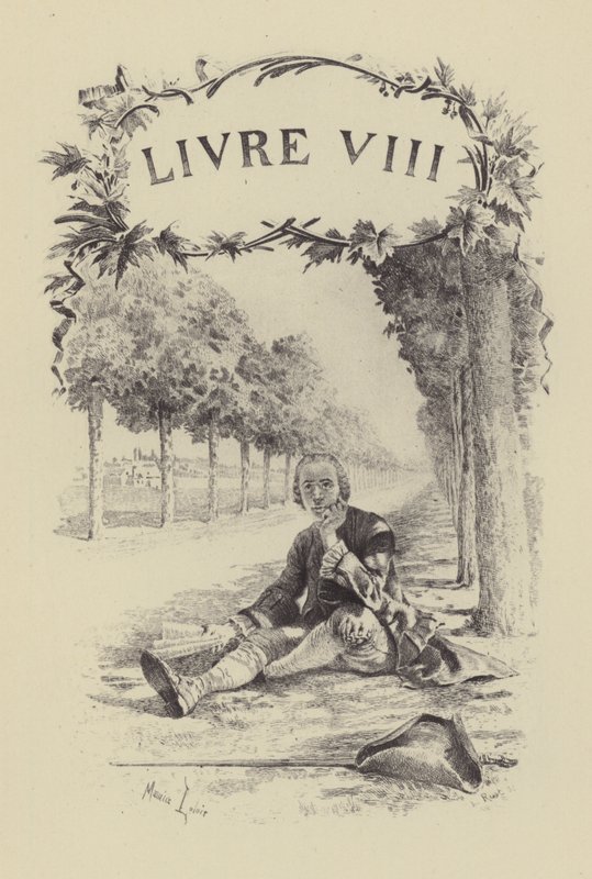 Illustration til bog VIII af Jean-Jacques Rousseaus bekendelser (gravering) af Maurice Leloir