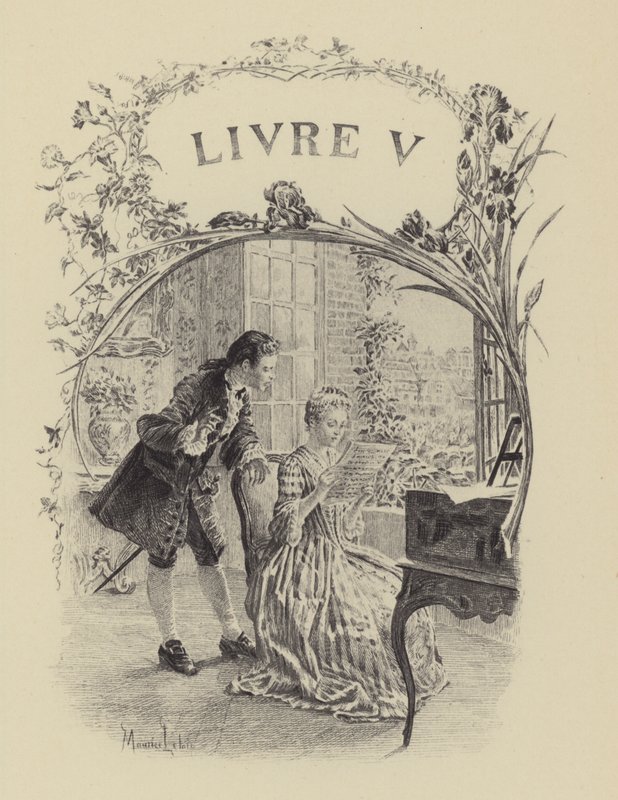 Illustration til bog V af Jean-Jacques Rousseaus bekendelser (gravering) af Maurice Leloir