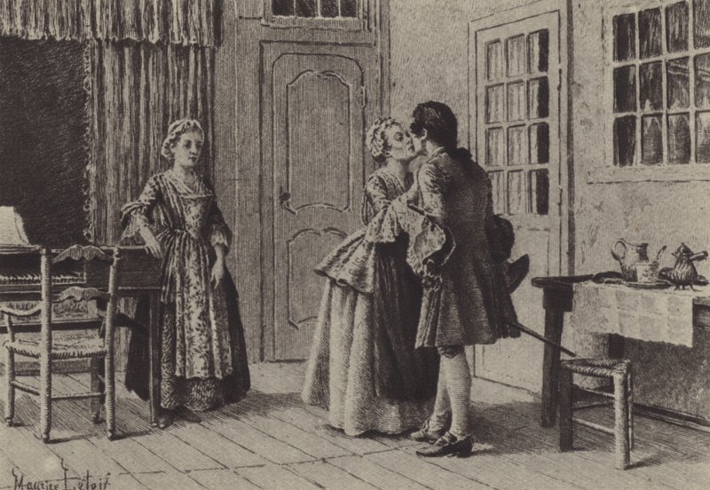 Illustration til bog V af Confessions of Jean-Jacques Rousseau (gravering) af Maurice Leloir