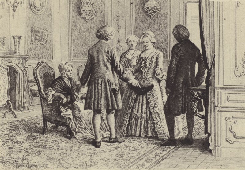 Illustration til bog XI af Jean-Jacques Rousseaus bekendelser (gravering) af Maurice Leloir