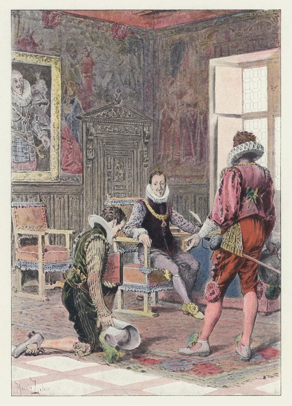 Illustration til Gil Blas (farve litho) af Maurice Leloir