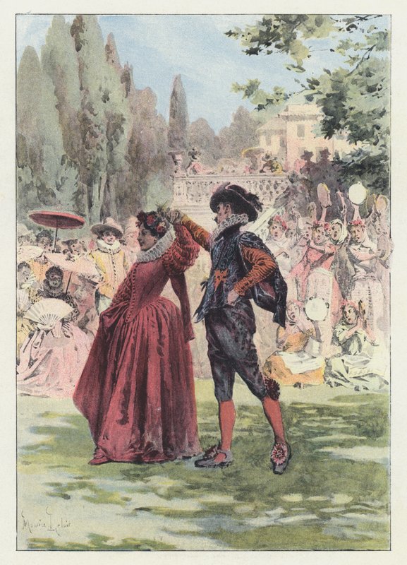 Illustration til Gil Blas (farve litho) af Maurice Leloir