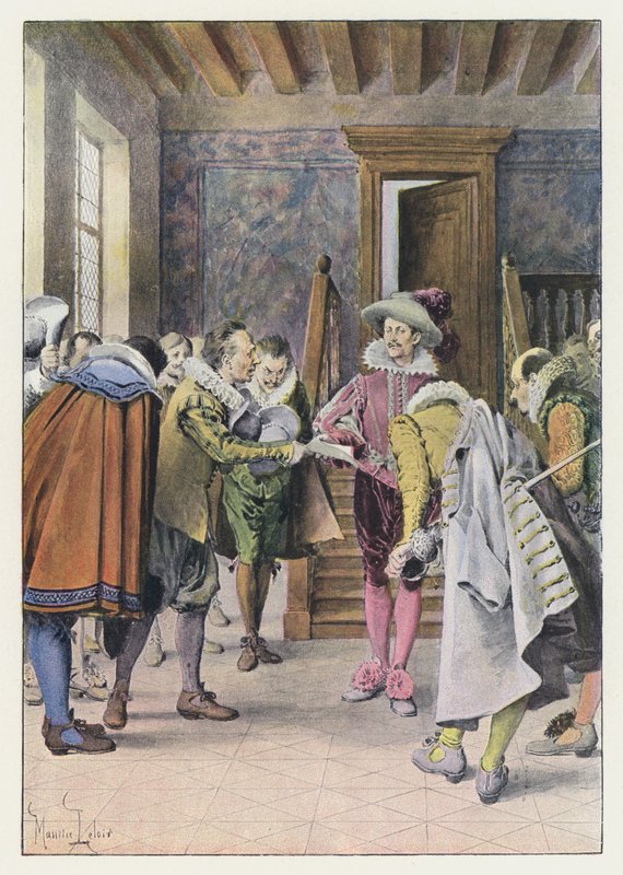 Illustration til Gil Blas (farve litho) af Maurice Leloir