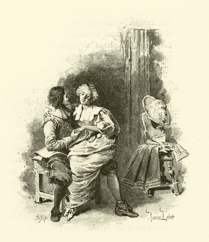 Illustration til De tre musketerer (gravering) af Maurice Leloir