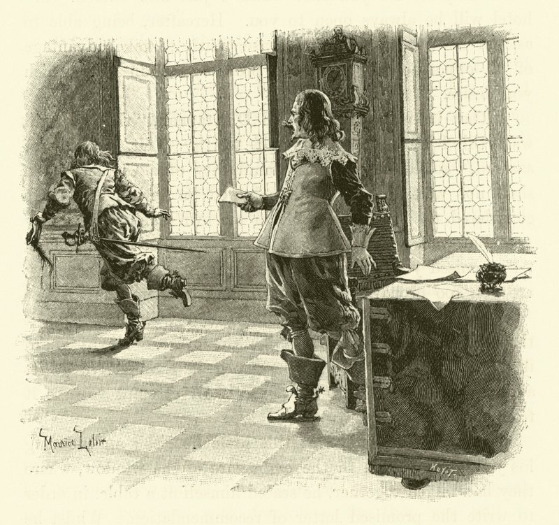 Illustration til De tre musketerer (gravering) af Maurice Leloir