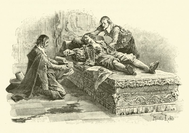 Illustration til De tre musketerer (gravering) af Maurice Leloir