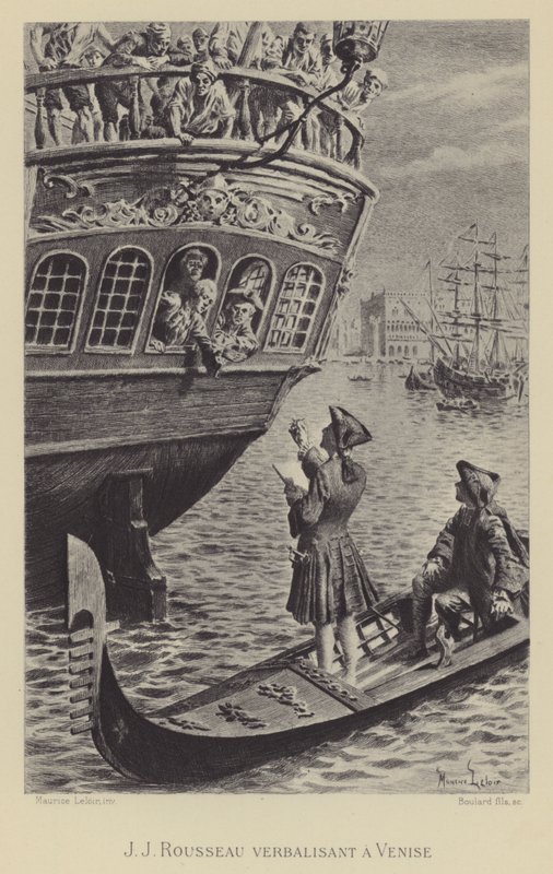 Jean-Jacques Rousseau i Venedig (gravure) af Maurice Leloir