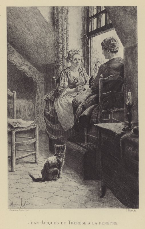 Jean-Jacques og Therese ved vinduet (dybtryk) af Maurice Leloir