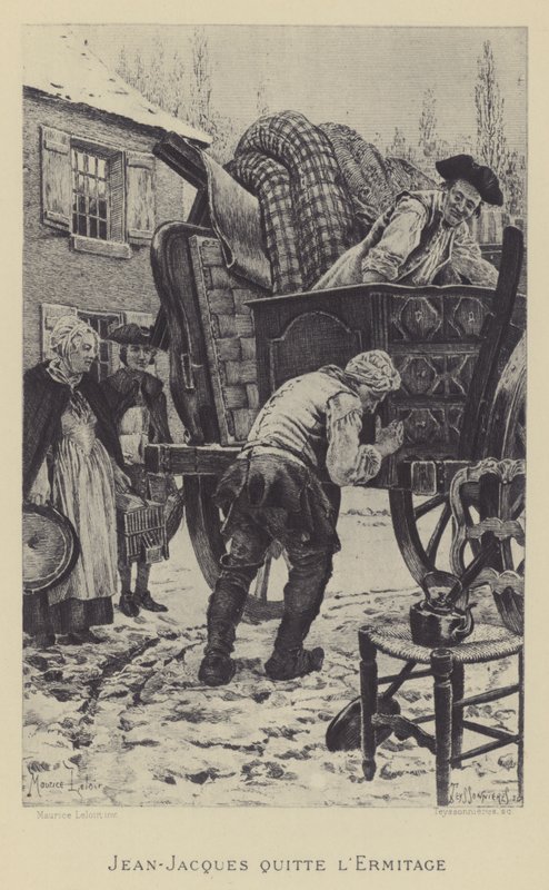 Jean-Jacques forlader Eremitagen (gravure) af Maurice Leloir