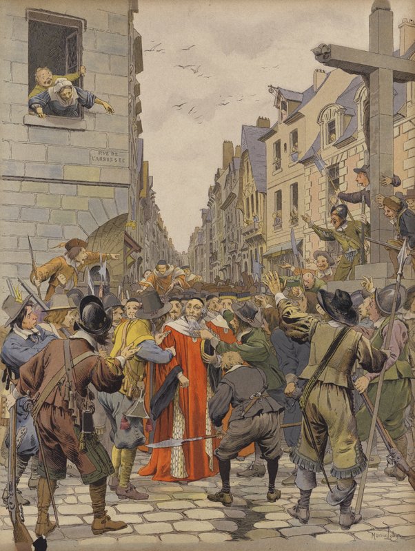 Journee des Barricades, Mathieu Mole på Croix du Trahoir af Maurice Leloir