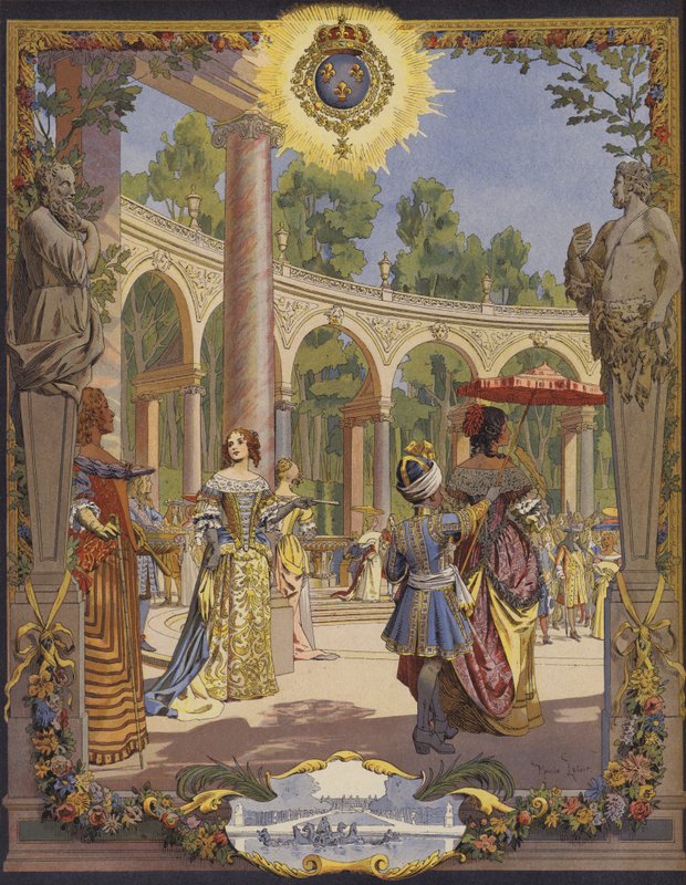 Kong Louis XIV besøger værkerne i Versailles, Le Bosquet De La Colonnade af Maurice Leloir