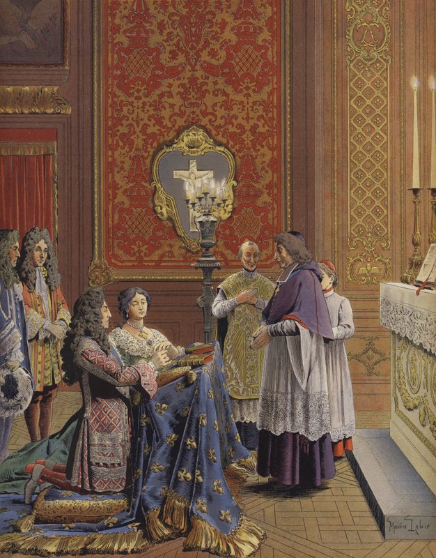 Ægteskab mellem kong Ludvig XIV og Madame de Maintenon af Maurice Leloir