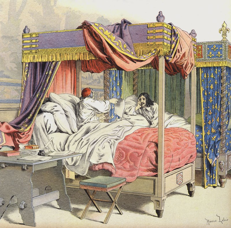 Richelieu og kong Louis XIII i tilstødende senge på tidspunktet for sammensværgelsen af Cinq-Mars af Maurice Leloir