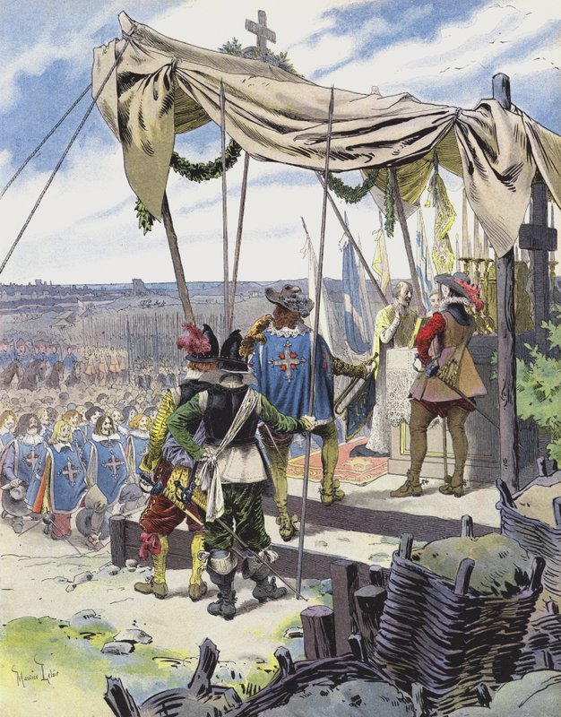 Richelieu fejrer messe i lejren La Rochelle af Maurice Leloir