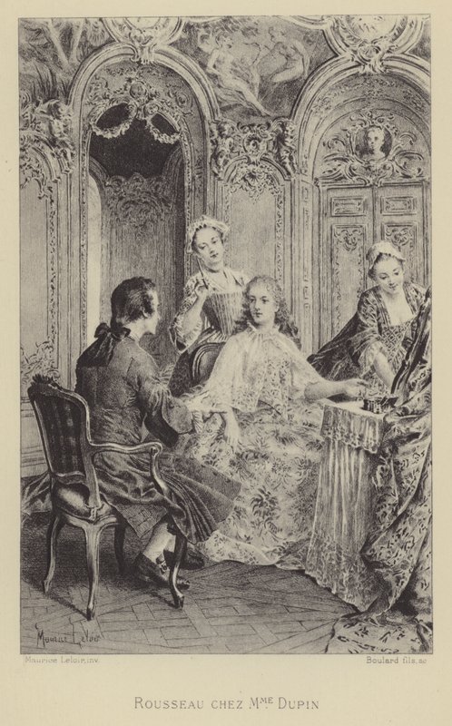 Rousseau besøger Madame Dupin (gravering) af Maurice Leloir