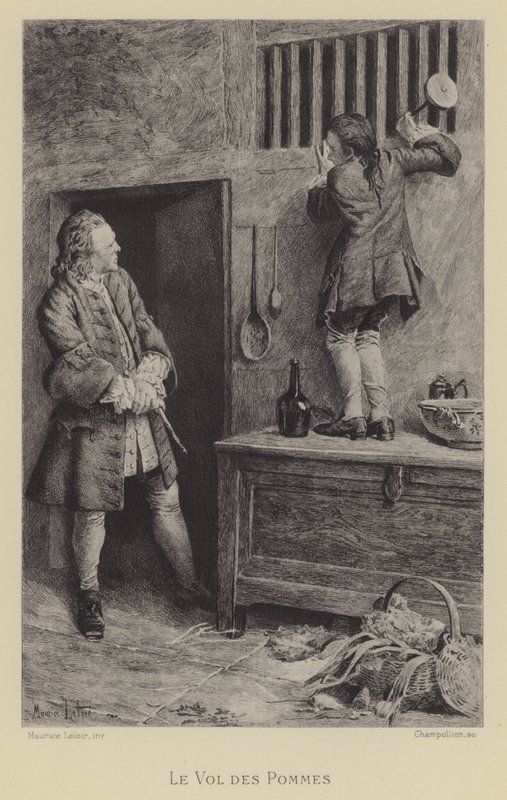 Tyveri af æbler (dybtryk) af Maurice Leloir