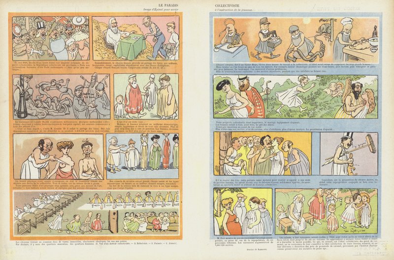 Det kollektivistiske paradis. Illustration til Le Rire af Maurice Radiguet