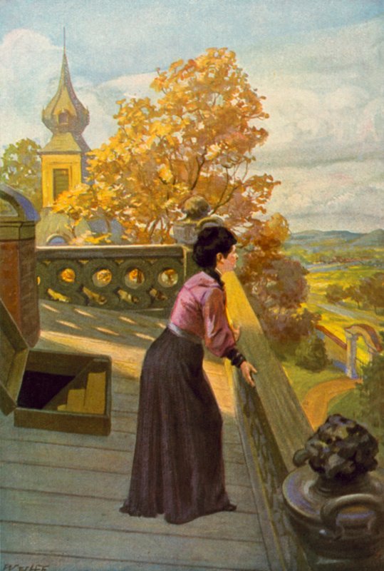 Illustration til Jane Eyre af Charlotte Bronte (farve litho) af Max Wulff