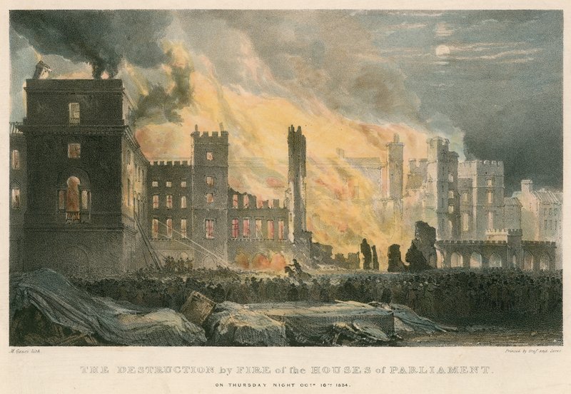 Ødelæggelsen ved brand af parlamentets huse torsdag aften den 16. oktober 1834 af Maxim Gauci