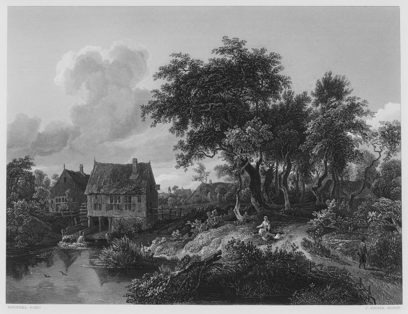 Den Gamle Mølle, fra billedet i Den Kongelige Samling (stik) af Meindert (after) Hobbema