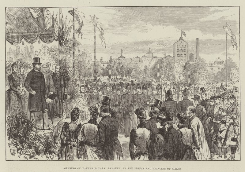 Åbning af Vauxhall Park, Lambeth, af prinsen og prinsessen af Wales af Melton Prior