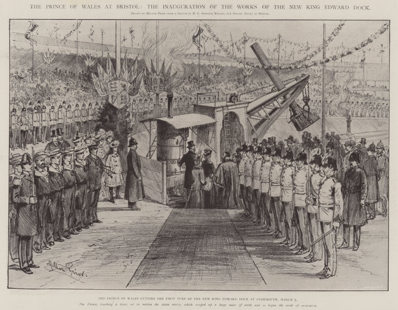 Prinsen af Wales i Bristol, indvielsen af den nye King Edward Docks værker af Melton Prior