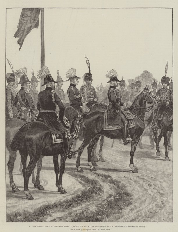Det kongelige besøg i Warwickshire, prinsen af Wales, der gennemgår Warwickshire Yeomanry Corps af Melton Prior