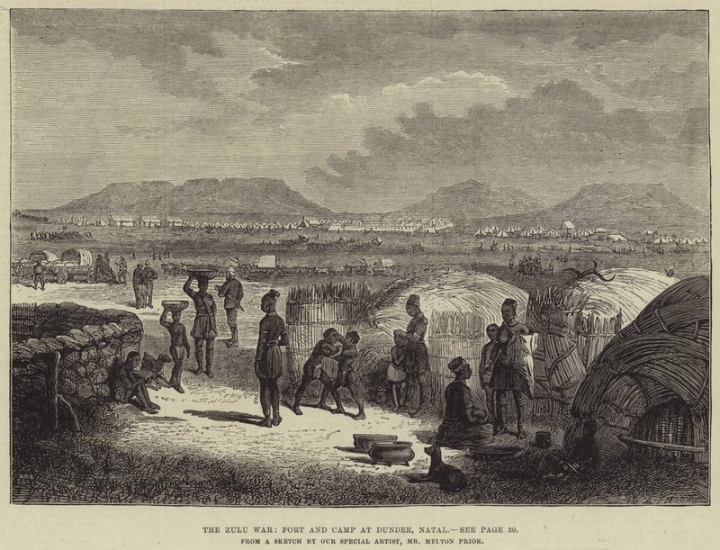 Zulu-krigen, fortet og lejren i Dundee, Natal af Melton Prior