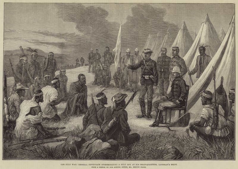 Zulukrigen, general Newdigate afhører en zulu-spion i sit hovedkvarter i Landman