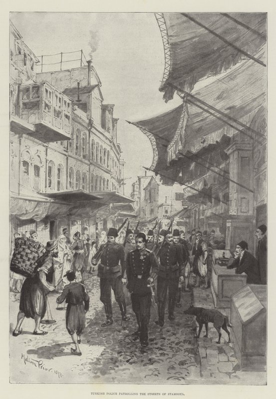 Tyrkisk politi patruljerer gaderne i Stamboul af Melton Prior