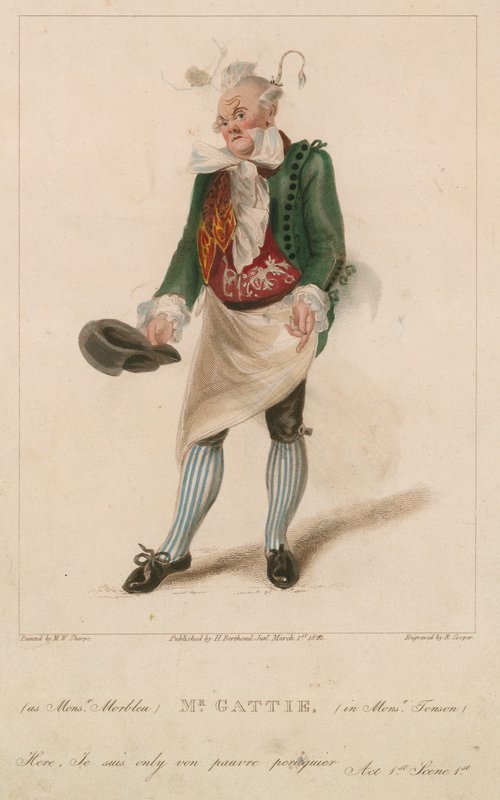 Mr Gattie som Monsieur Morbleu i Monsieur Tonson af Michael William Sharp